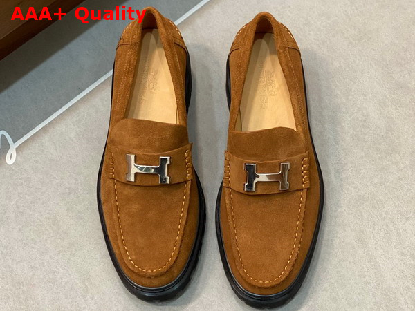 Hermes Gregoire Loafer in Brown Suede Calfskin Replica