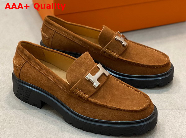 Hermes Gregoire Loafer in Brown Suede Calfskin Replica