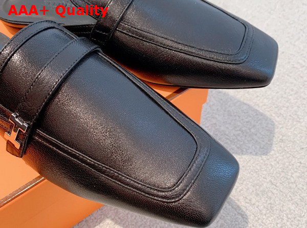 Hermes Groupie Mule in Noir Goatskin Replica