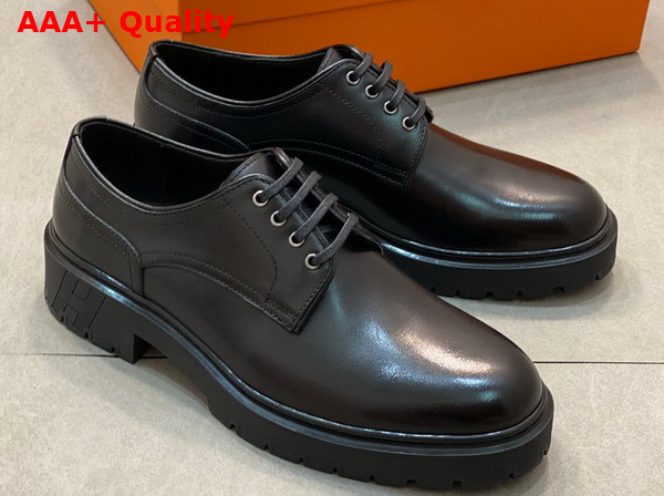 Hermes Guide Derby Shoe in Noir Calfskin Replica