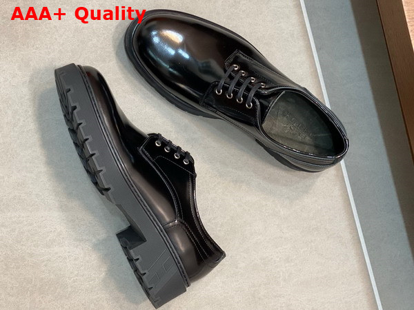 Hermes Guide Derby Shoe in Noir Glossed Calfskin Replica