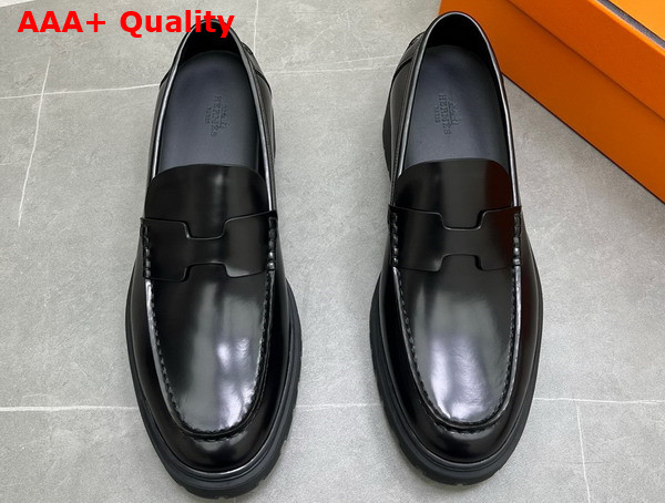 Hermes Guillaume Loafer in Black Polished Calfskin Replica