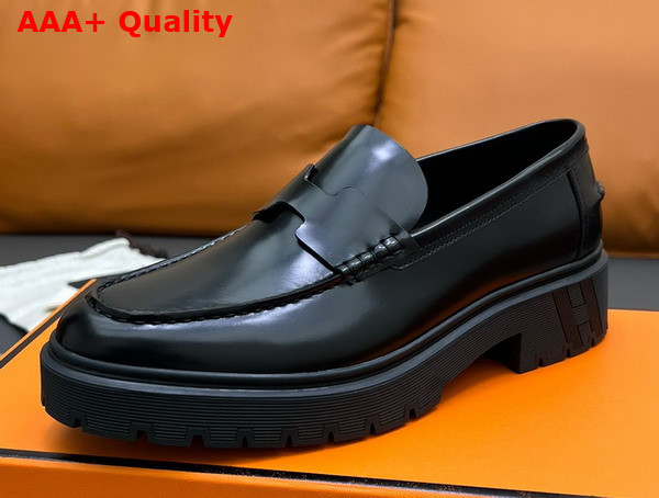 Hermes Guillaume Loafer in Black Polished Calfskin Replica