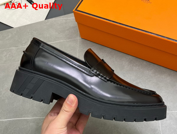 Hermes Guillaume Loafer in Black Polished Calfskin Replica