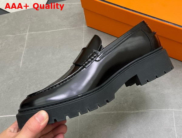 Hermes Guillaume Loafer in Black Polished Calfskin Replica