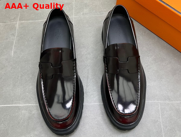 Hermes Guillaume Loafer in Brown Polished Calfskin Replica