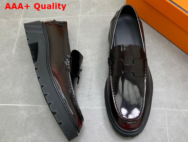 Hermes Guillaume Loafer in Brown Polished Calfskin Replica