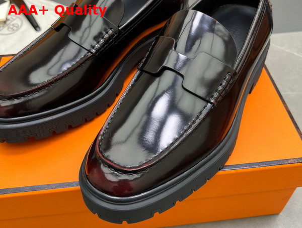 Hermes Guillaume Loafer in Brown Polished Calfskin Replica