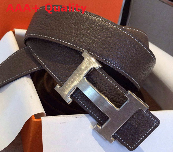 Hermes H Buckle Belt Black with Silver Replica