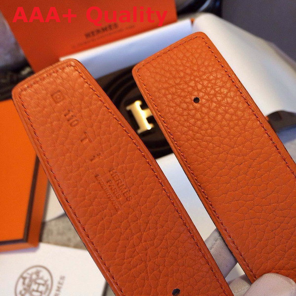 Hermes H Buckle Belt in Orange with Gold Replica