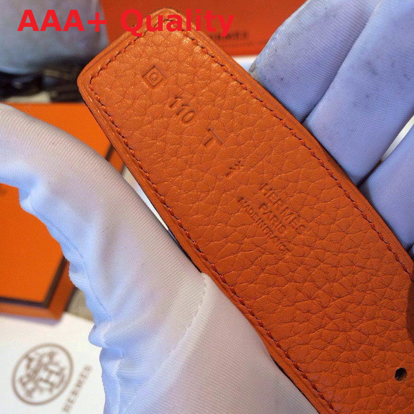 Hermes H Buckle Belt in Orange with Gold Replica