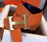 Hermes H Buckle Belt in Orange with Gold Replica