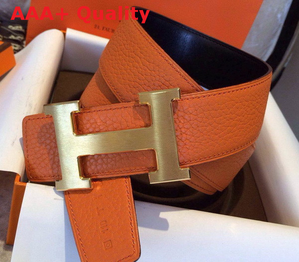 Hermes H Buckle Belt in Orange with Gold Replica