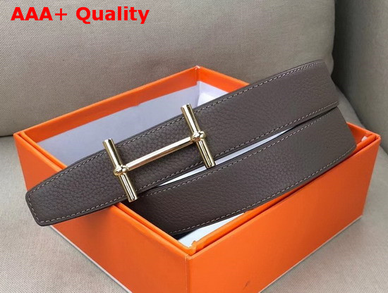 Hermes H D Ancre Belt Buckle Reversible Leather Strap 32 mm Noir Etain Replica