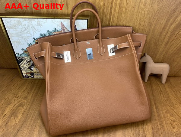 Hermes Hac Birkin 50 Bag in Gold Brown Togo Leather Replica