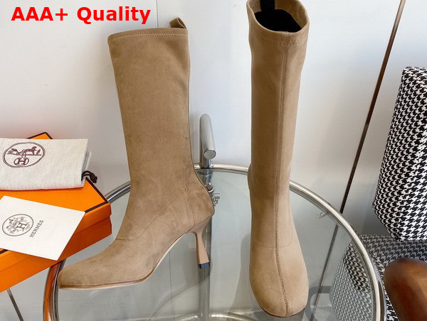 Hermes Halo Boot in Tan Stretch Suede Goatskin Replica