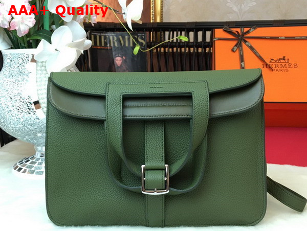 Hermes Halzan 31 Bag in Grass Taurillon Clemence Leather Replica