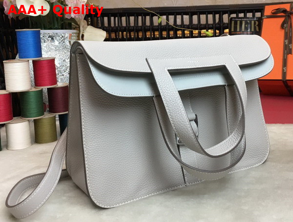 Hermes Halzan 31 Bag in Light Grey Taurillon Clemence Leather Replica