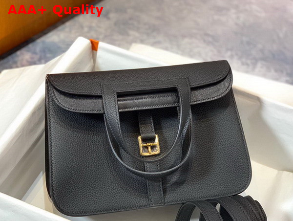 Hermes Halzan Mini Bag in Black Taurillon Clemence Leather Replica