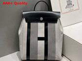 Hermes Herbag A Dos Zip Backpack in Hermes Canvas and Black Calfskin Replica