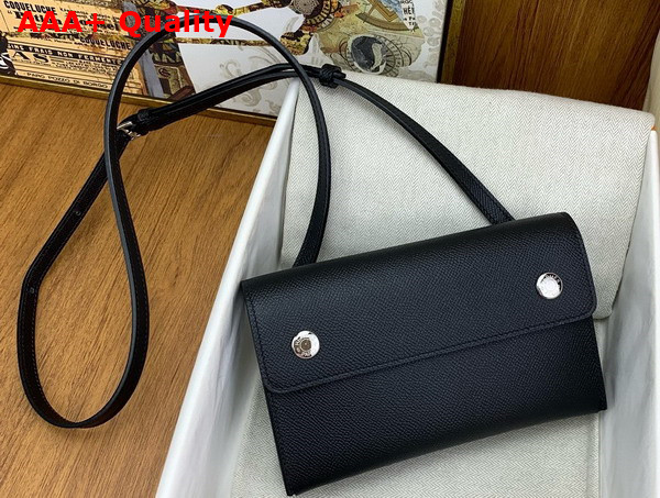 Hermes Hermesnap Wallet in Black Epsom Calfskin Replica