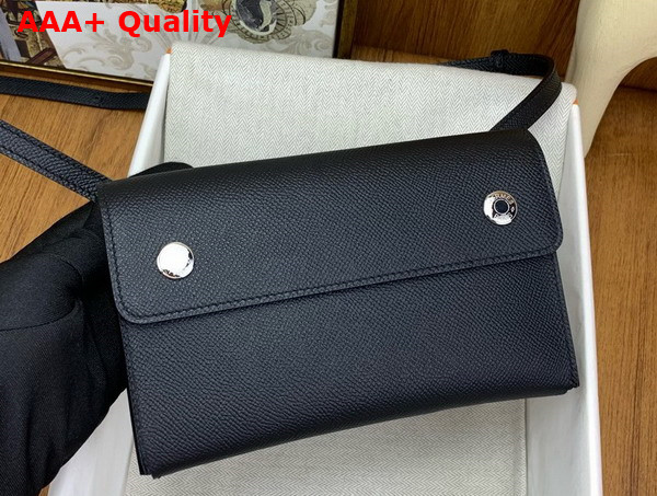 Hermes Hermesnap Wallet in Black Epsom Calfskin Replica