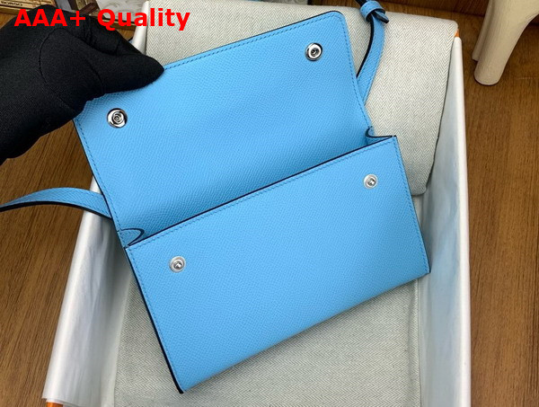 Hermes Hermesnap Wallet in Candy Blue Epsom Calfskin Replica