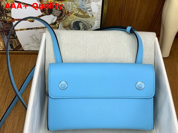 Hermes Hermesnap Wallet in Candy Blue Epsom Calfskin Replica