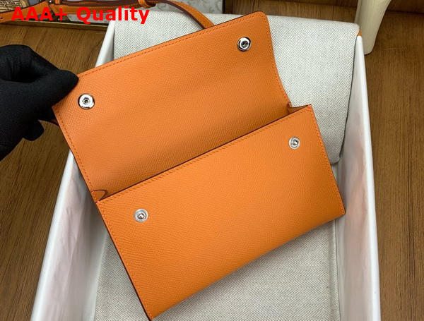 Hermes Hermesnap Wallet in Orange Epsom Calfskin Replica