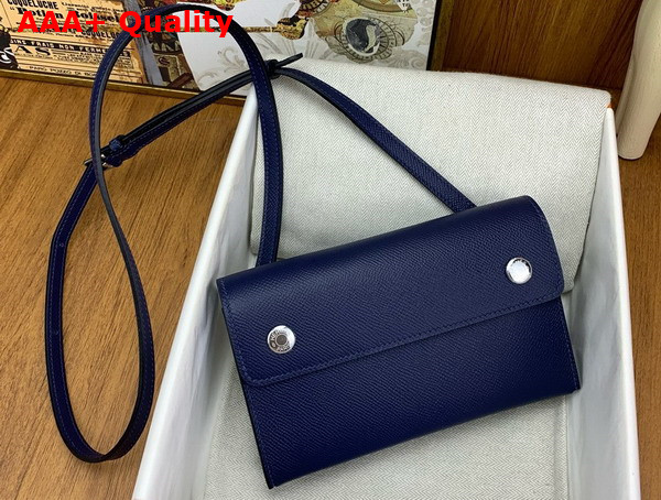 Hermes Hermesnap Wallet in Sapphire Blue Epsom Calfskin Replica