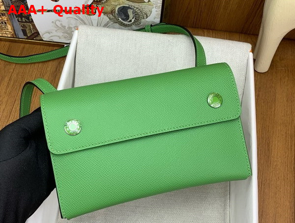 Hermes Hermesnap Wallet in Vert Comics Epsom Calfskin Replica