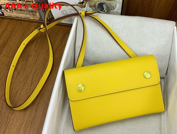 Hermes Hermesnap Wallet in Yellow Epsom Calfskin Replica