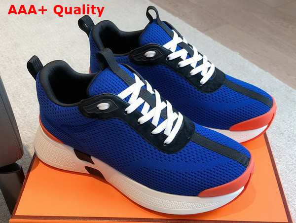 Hermes Heros Sneaker in Bright Blue Technical Knit and Suede Goatskin Replica