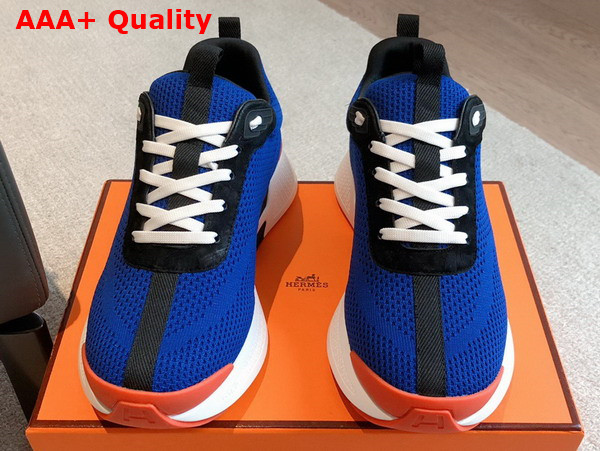 Hermes Heros Sneaker in Bright Blue Technical Knit and Suede Goatskin Replica