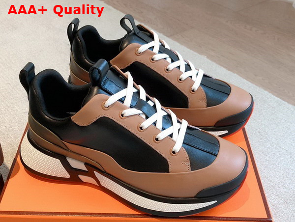 Hermes Heros Sneaker in Brown and Black Calfskin Replica