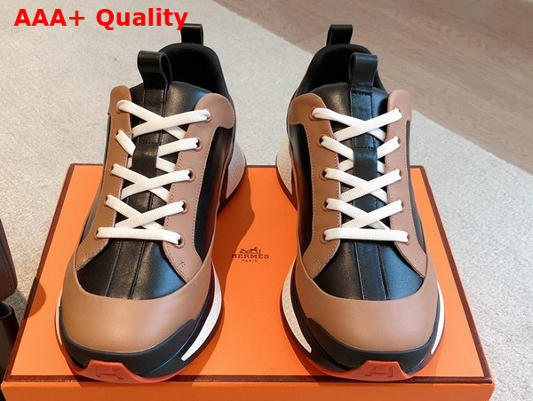 Hermes Heros Sneaker in Brown and Black Calfskin Replica