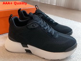 Hermes Heros Sneaker in Noir Technical Knit and Suede Goatskin Replica