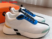 Hermes Heros Sneaker in White and Bright Blue Technical Knit and Suede Goatskin Replica