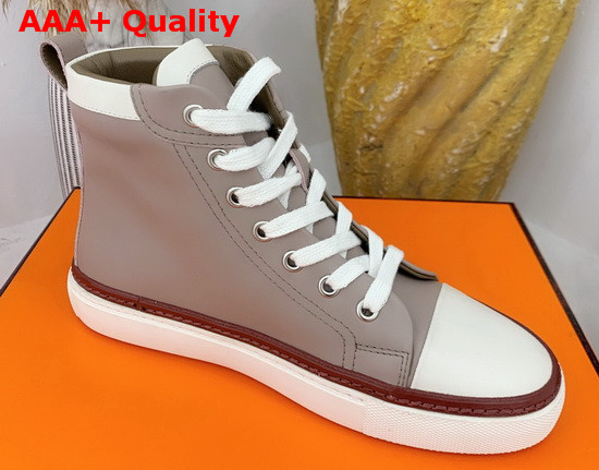 Hermes High Top Sneaker in Grey Calfskin Replica