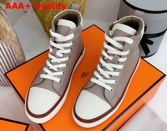 Hermes High Top Sneaker in Grey Calfskin Replica