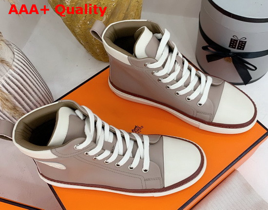 Hermes High Top Sneaker in Grey Calfskin Replica