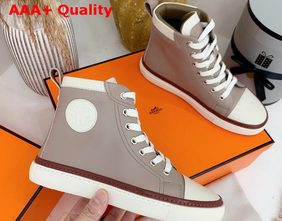 Hermes High Top Sneaker in Grey Calfskin Replica