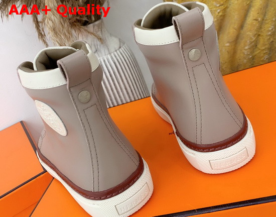 Hermes High Top Sneaker in Grey Calfskin Replica