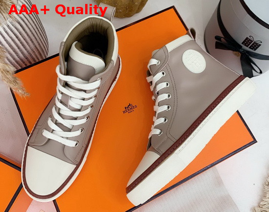 Hermes High Top Sneaker in Grey Calfskin Replica