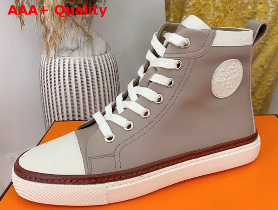 Hermes High Top Sneaker in Grey Calfskin Replica