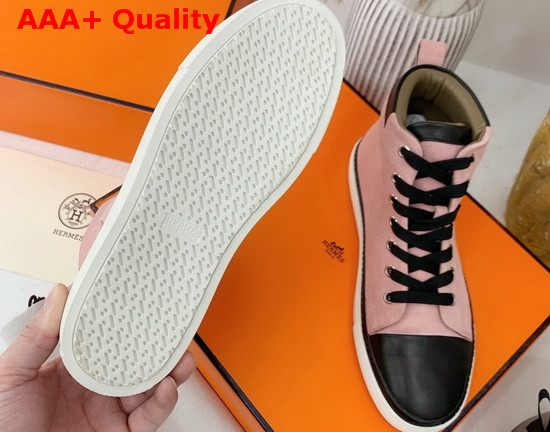 Hermes High Top Sneaker in Pink Suede Calfskin Replica