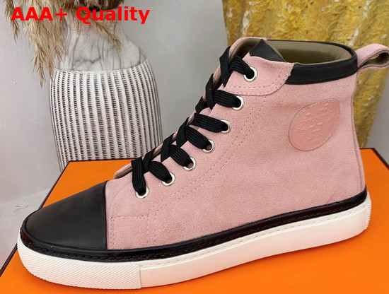 Hermes High Top Sneaker in Pink Suede Calfskin Replica