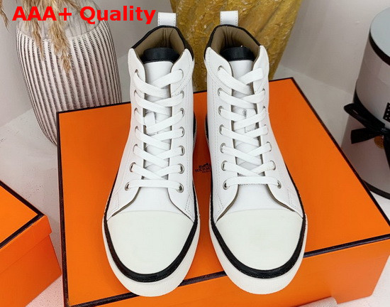 Hermes High Top Sneaker in White Calfskin Replica