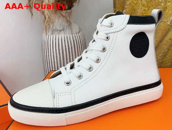 Hermes High Top Sneaker in White Calfskin Replica