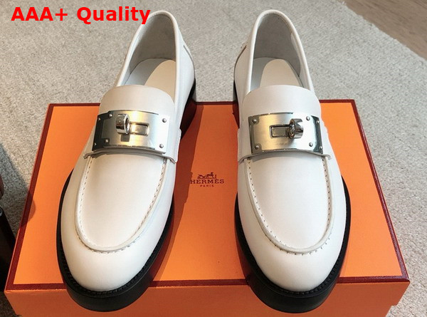 Hermes Hot Loafer in Blanc Calfskin Replica